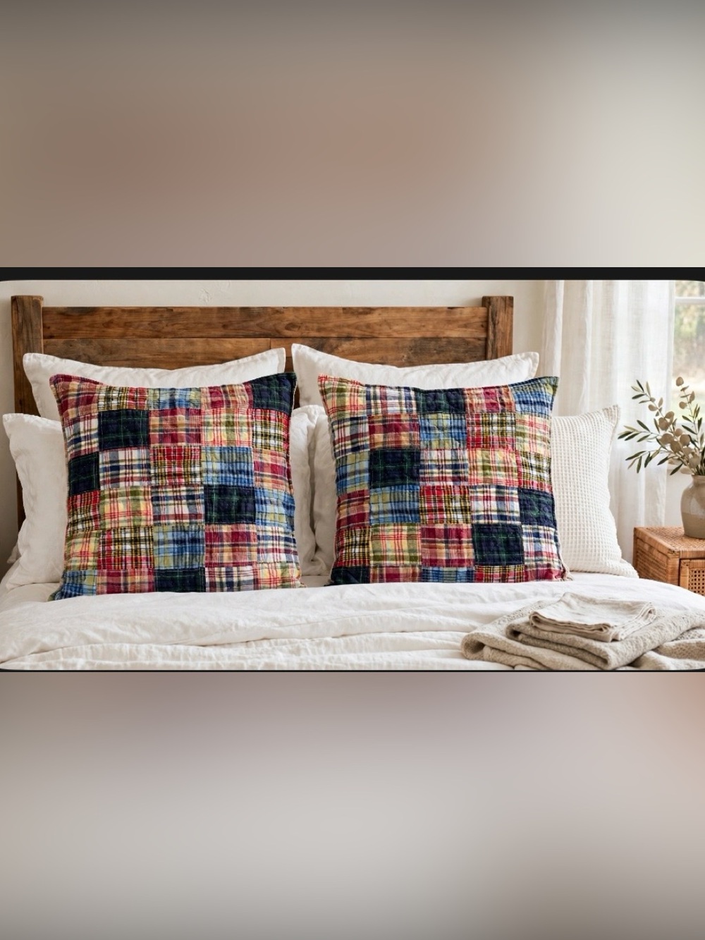 Nautica Multicolor madras Patchwork Pillow Shams set of 2